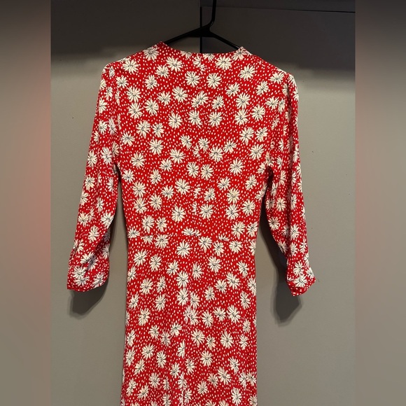 Zara - Red and White Long Sleeve Wrap Sundress (Size S) - Picture 9 of 10